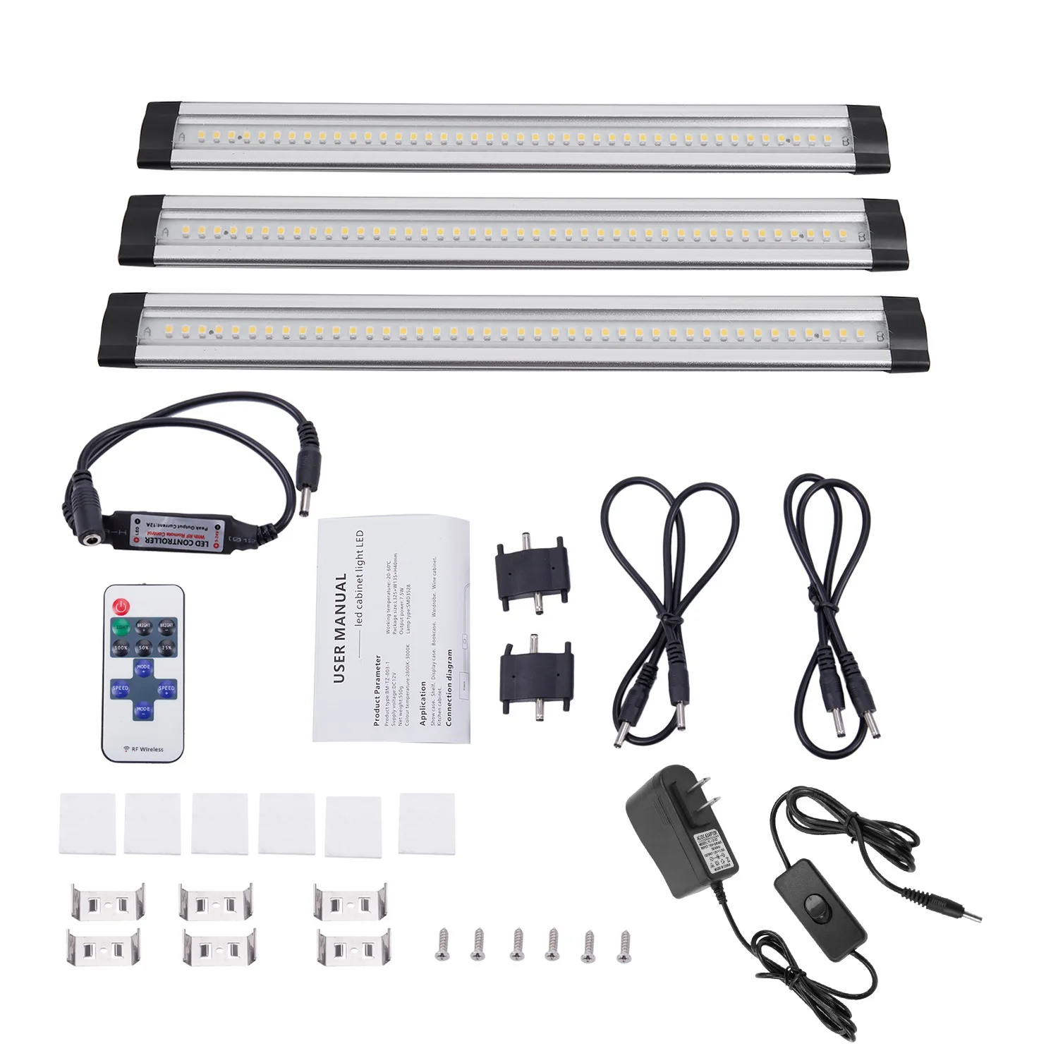 

3pcs / set SMD3528 LED under cabinet light with remote control LED rigid bar hard DC12V Led output tube cabinet light kitchen
