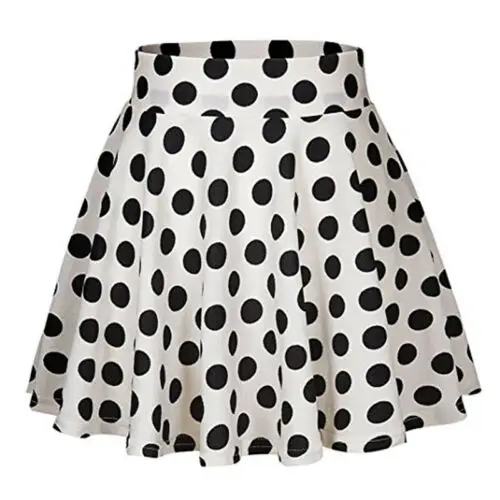 

Summer Skirts 2019 New Summer Vintage Women Stretch High Waist Flared Pleated Polka Dot Short Skirts