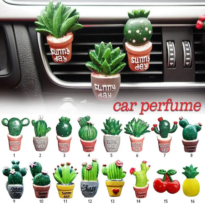 

NewCute Cartoon Cactus Car Perfume Air Freshener Car Fragnance Clip Vent Parfume Car Flavoring Accessories Automobile Decoration