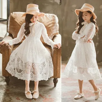 

Long Teen Girl Party Dress Wedding Long Sleeve White Toddler Girl Dresses Spring Summer 2019 Mother And Daughter Clothes