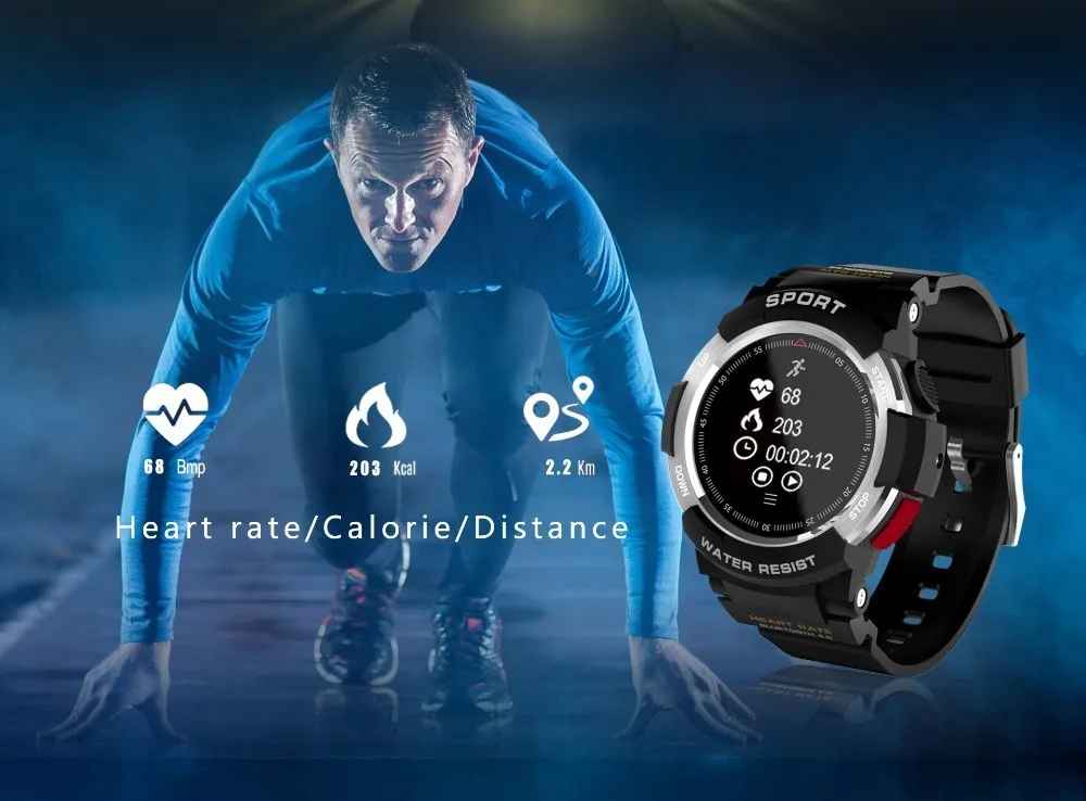  Smartwatch IP68 Waterproof Bluetooth 4.0 Dynamic Heart Rate Monitor F6 Smart watch For Android Appl - 32958728641