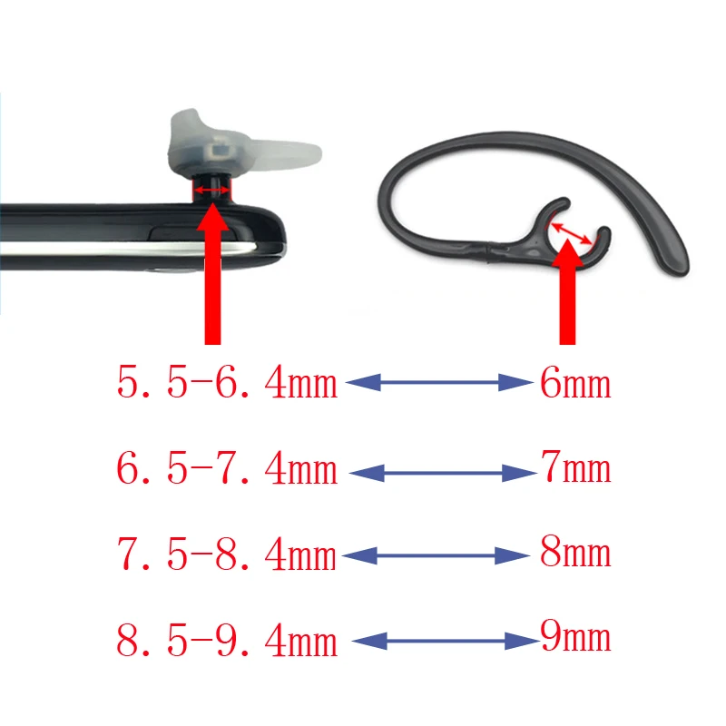 100pcs 50pairs Earphone Clip Hook Earhook Headphone Ear hook hanger for Bluetooth Headset 6 0mm 7 0mm 8 0mm 9 0mm