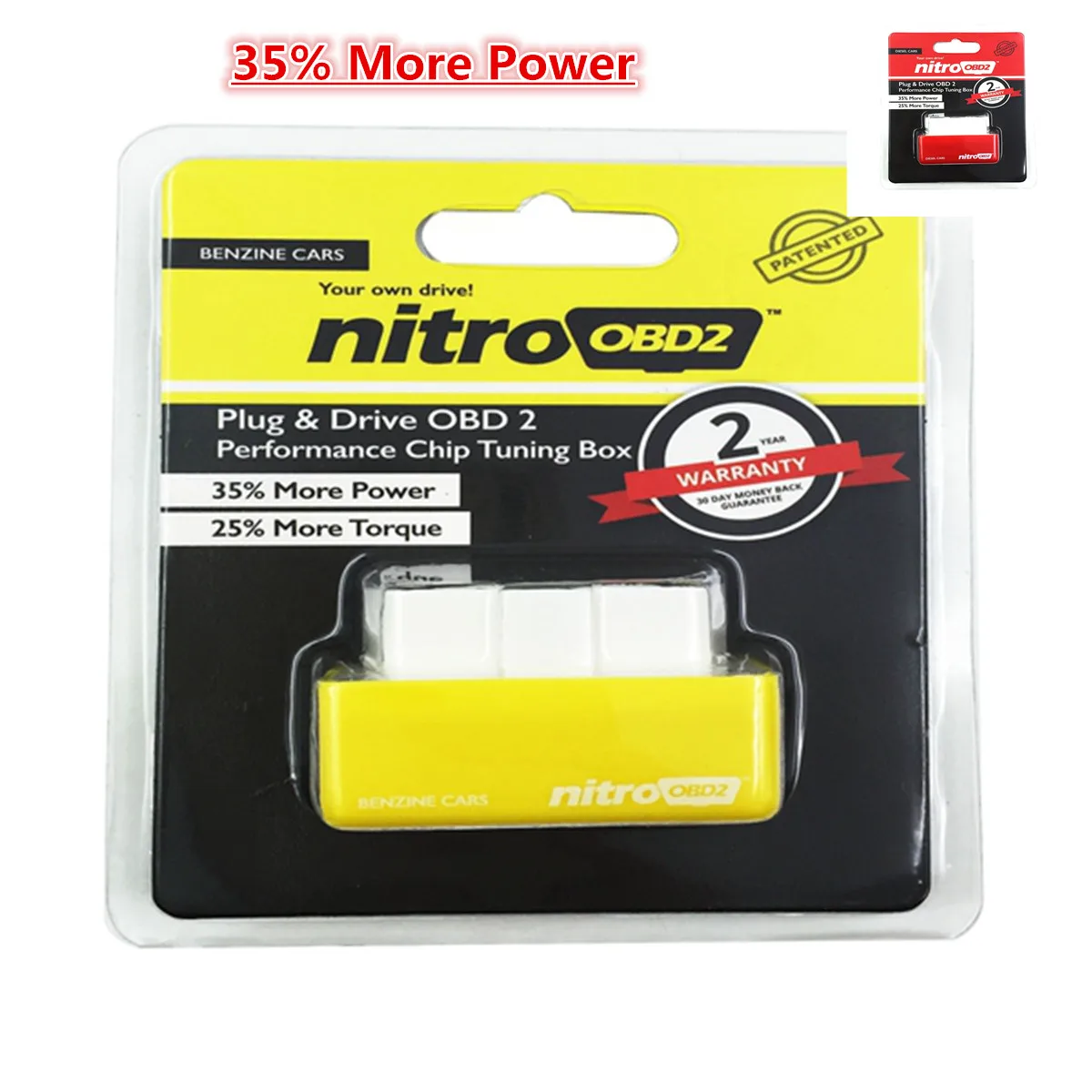 

Yellow Red Mini Nitro OBD2 Interface Benzine Economy Chip Tuning Box Power Fuel Optimization Device 35% Fuel Saving More Power