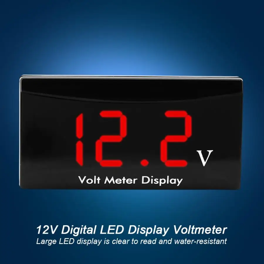 

DC8V~16V Digital Car Voltage detector LED Display Voltmeter Motorcycle Volt Gauge Panel Meter Waterproof Volt Meter