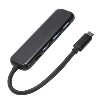 

Portable 5 In 1 Type-C Usb 3.0 Aluminum Alloy Hub Adapter With Pd Fast Charger For Laptop Macbook(Black)