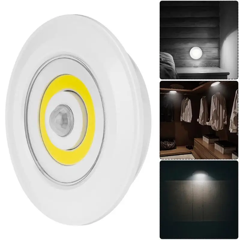 

COB Motion Sensor LED Night Light Self-Adhesive Cabinet Bedside Wall Lamp Night Lights Sensor Control Energy Saving Lamp 24#