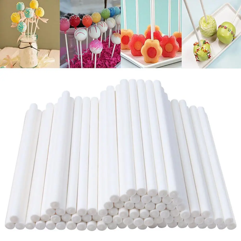 

100pcs Eco-Friendly Silicone Cake Pop Mold Cupcake Lollipop Stick Food Grade Plastic Pop Sucker Sticks Cake Pop Sticks for candy
