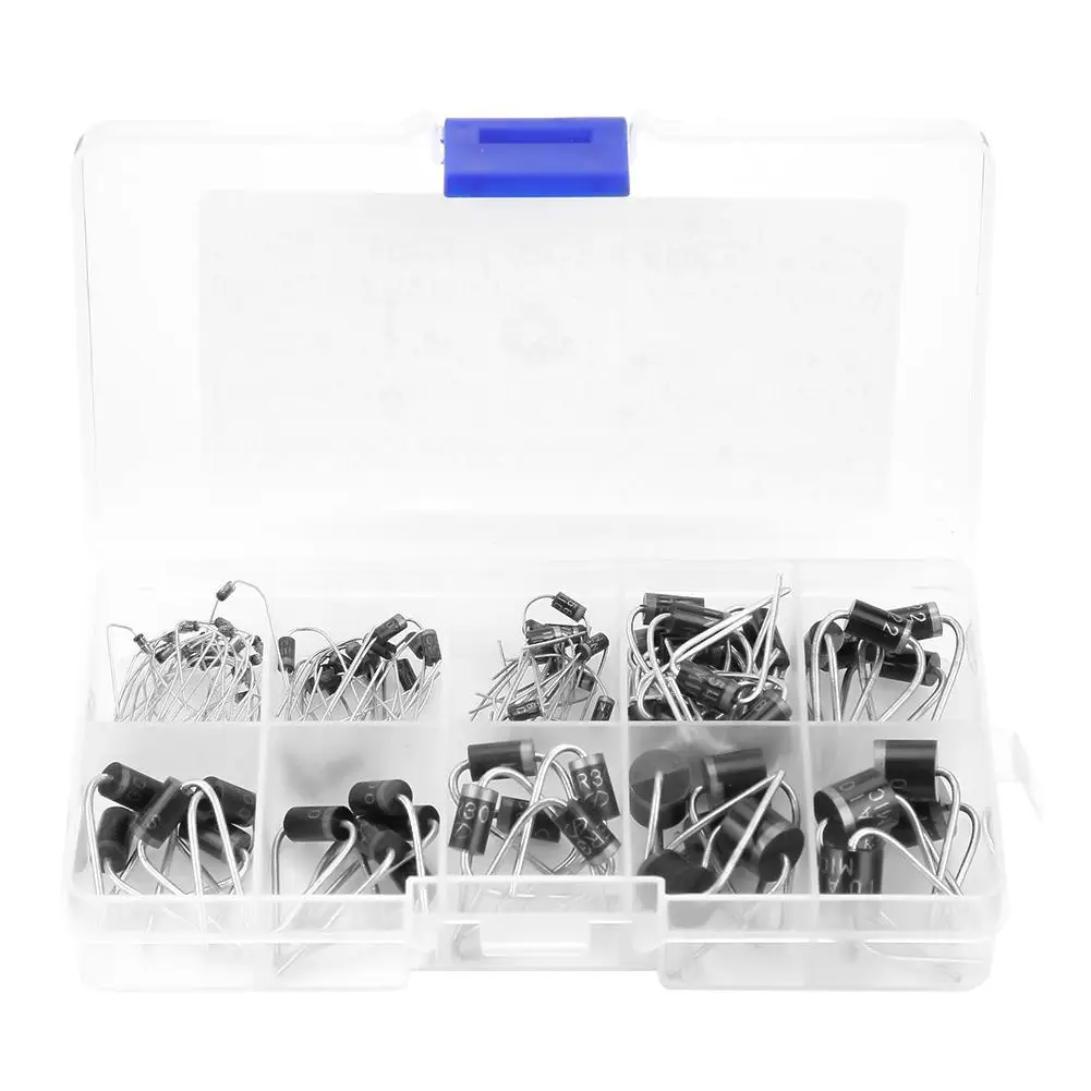 

90pcs 10 Values Rectifier Diode Assortment Electronic Kit 1N4148-10A10 with Storage Box