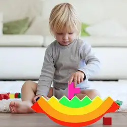 1 компл. детские качели укладки баланс строительные блоки цвет когнитивные игрушки подарки цвет ful раннего развития деревянные блоки