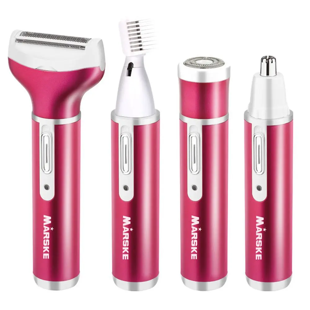 

MARSKE New design 4 in 1 Lady Epilator Facial & Body Bikini Underarm Hair Remover Trimmer Shaver Razor nose eyebrow trimmer De