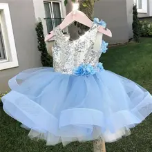 Pudcoco платье для девочек От 3 до 7 лет платье принцессы для девочек с блестками; кружевное платье с цветами в стиле пэчворк платье без рукавов