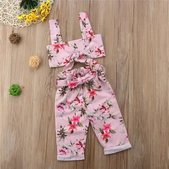 

Emmababy Hot Sale Fashion Toddler Kids Baby Clothing Set Leisure Summer Girls Outfits Clothes Tops+Floral 2PCS Sets Dropship