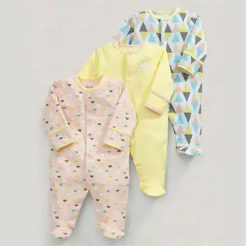 

Spring and Autumn Geometric Picture Cotton Long Sleeve Baby One Piece Swimsuit 3 Piece Set 50cm(Pink & Yellow & Blue)