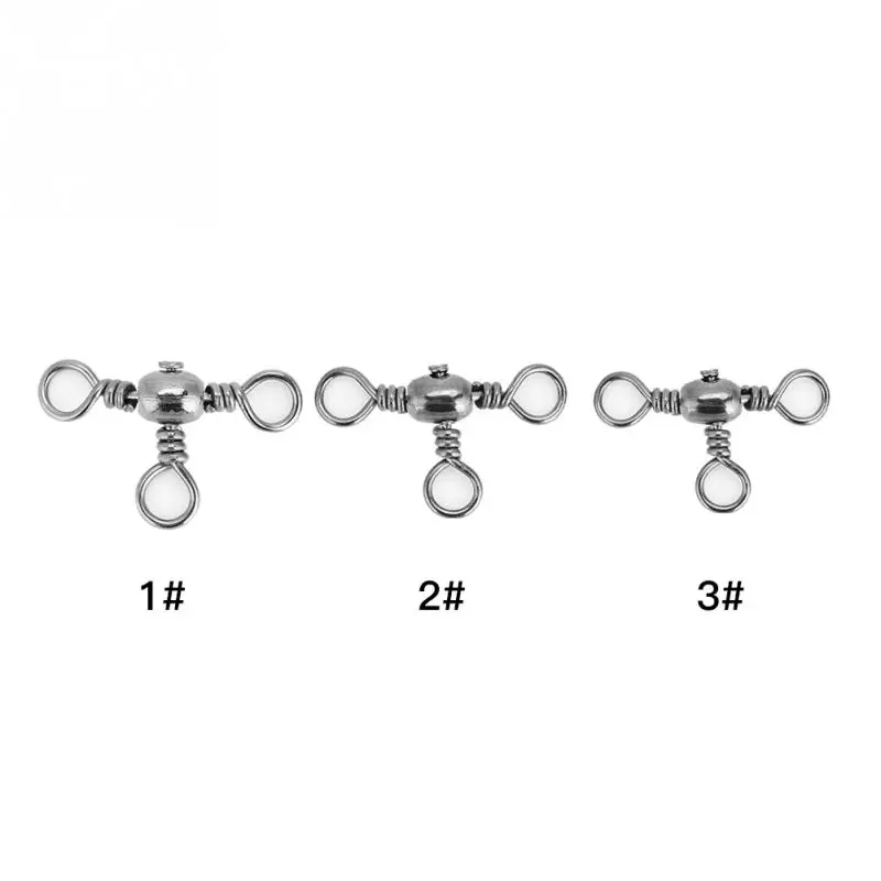 

20Pcs Stainless Steel Fishing Connector 3 Way T-shape Cross-line Rolling Swivel Bearing Rolling Swivel Snap Fishing Accessories