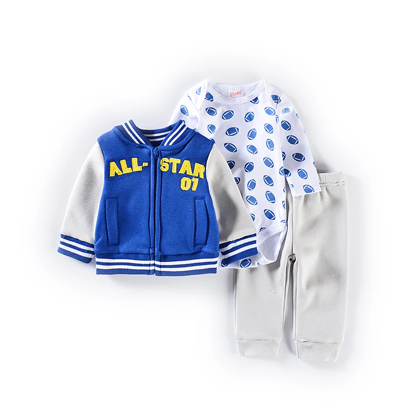

2019 Newest Bodysuit/Tops+Coat+Pants Casual Cotton Clothing Set Baby Girl Clothes Outfit Baby Boy Clothes 3 6 12 18 24 Months