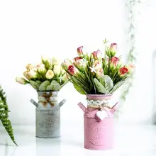 Простая железная ваза цветочный горшок плантатор пасторальный стиль Ремесла домашние украшения креативные садовые украшения украшение дома