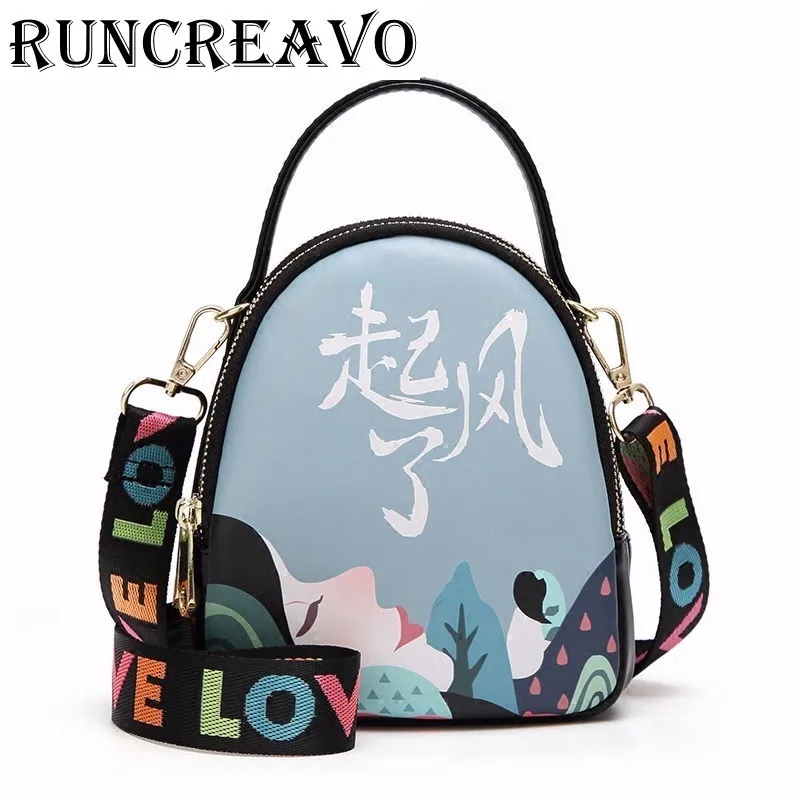 

2019 crossbody bags for women leather handbags luxury handbags women bags designer cartoon printing shoulder bag sac a main