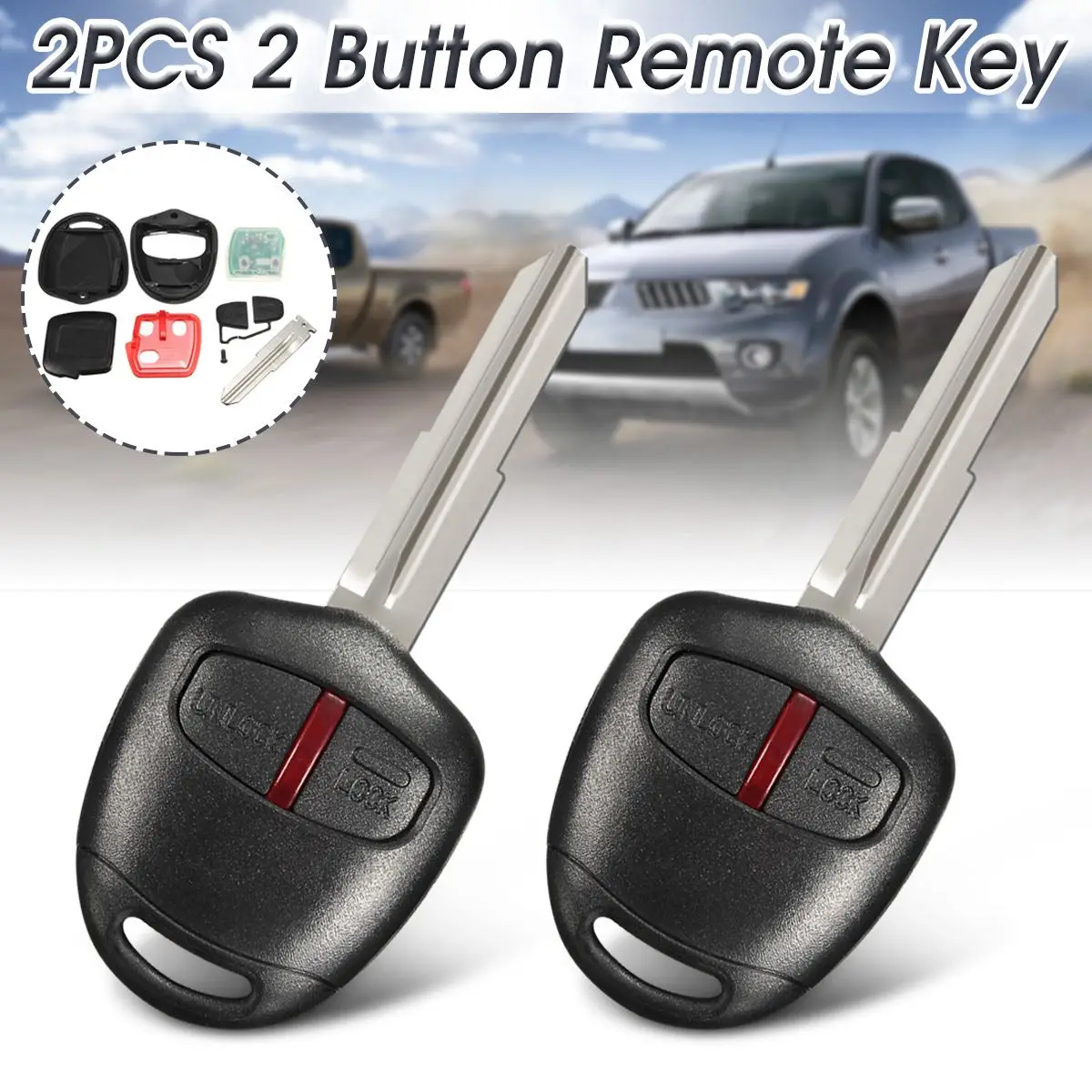 

2 Buttons Car Remote Key Fob 433MHz ID46 Chip For Mitsubishi L200 Shogun for Triton Pajero Montero 2006 2007 2008 2009 2010+