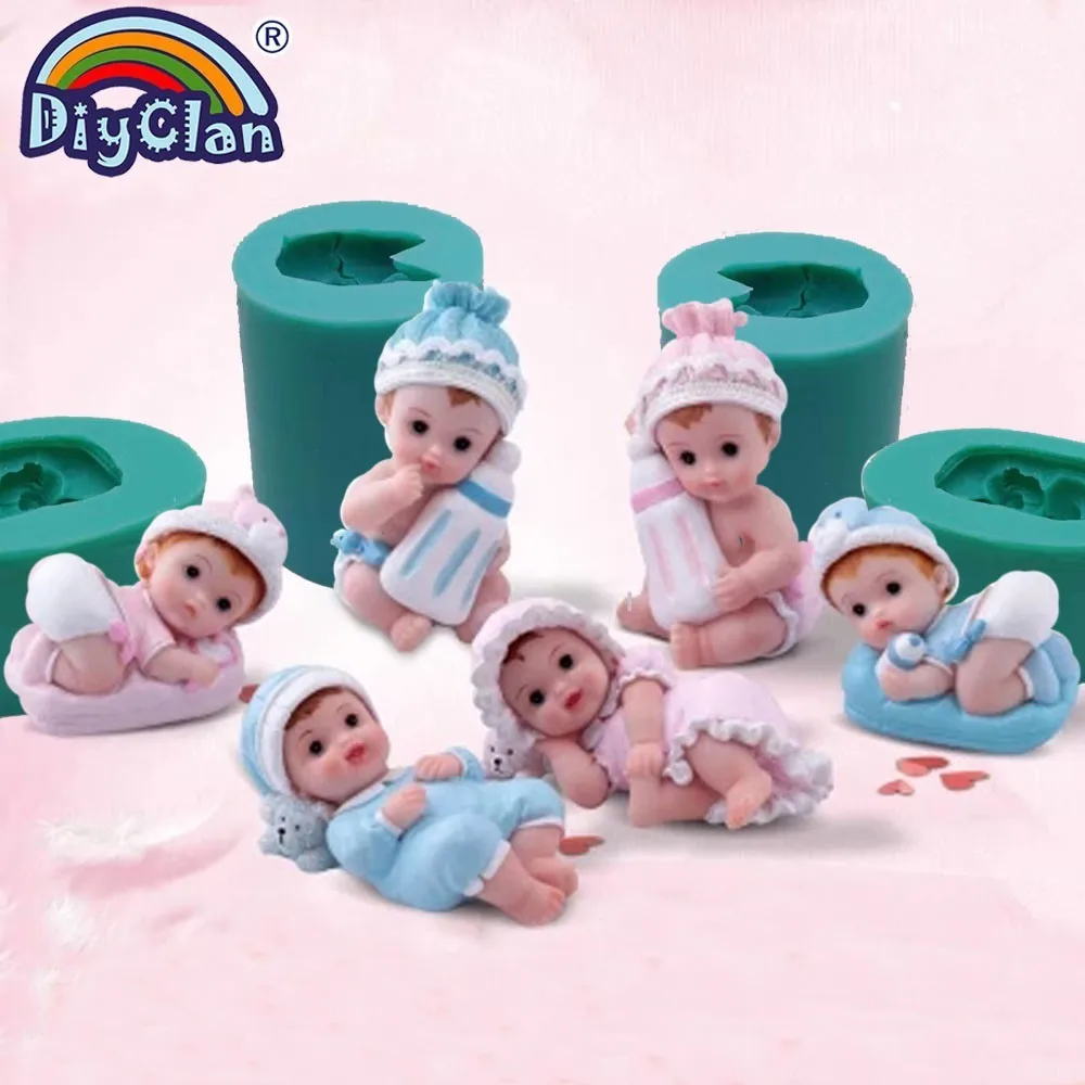 

6 Kinds Of Baby Shape Silicone Candle Mold Lovely Boy Ans Girl Baby Silicone Soap Making Form Infant Resin Cake Decoration Mould