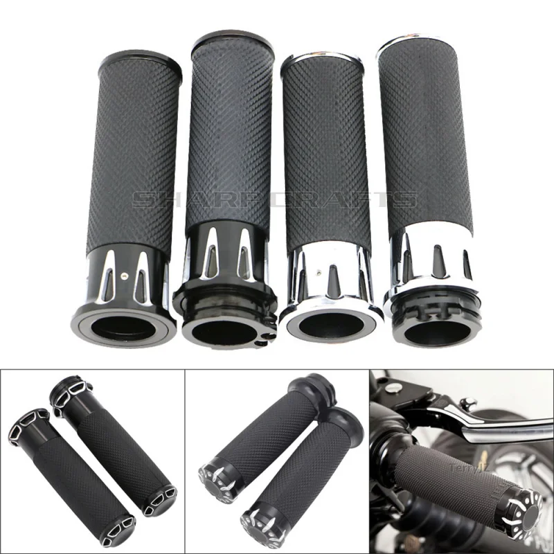 

Motorcycle 1" CNC Rubber AR Handle Bar Hand Grips For Harley Sportster Iron XL883 XL1200 48 Custom Softail Fatboy DYNA Touring