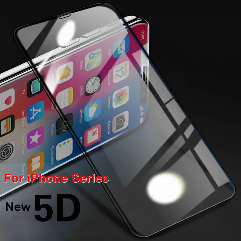 

5D Round Curved Edge Tempered Glass For iPhone XS 6 6S Plus 7 8 Plus X XS MAX XR Full Cover Screen Protector Premium Protective