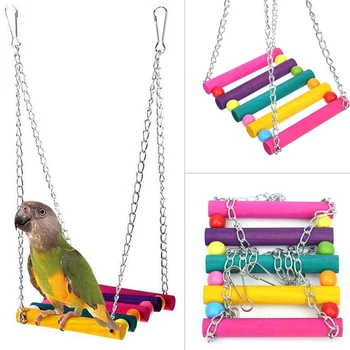 

Bird Swing Toys,Parakeet Perches Hanging Cage Toy for Conures Parrots Parakeets Cockatiels Macaws Finches (colorful)