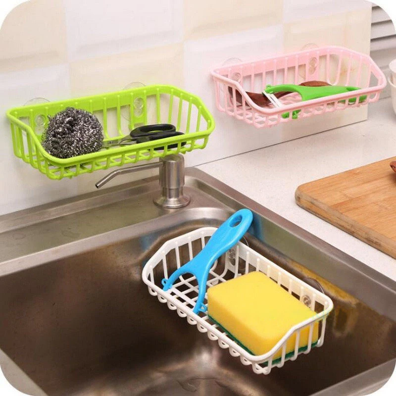 

5 Colors Kitchen Rack Snap Fastener Sink Hanging Storage Bag Basket Organizer Bathroom Box Drain Faucet Holder Gadgets
