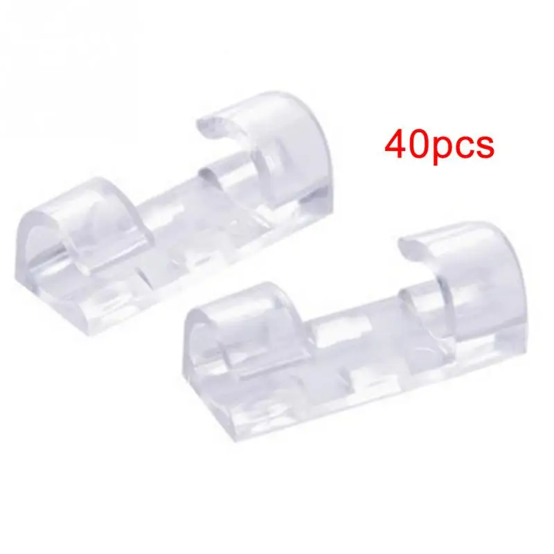

40pcs Wire Holder Cable Clip Self-adhesive Office Cord Organiser Space Saving Transparent Color