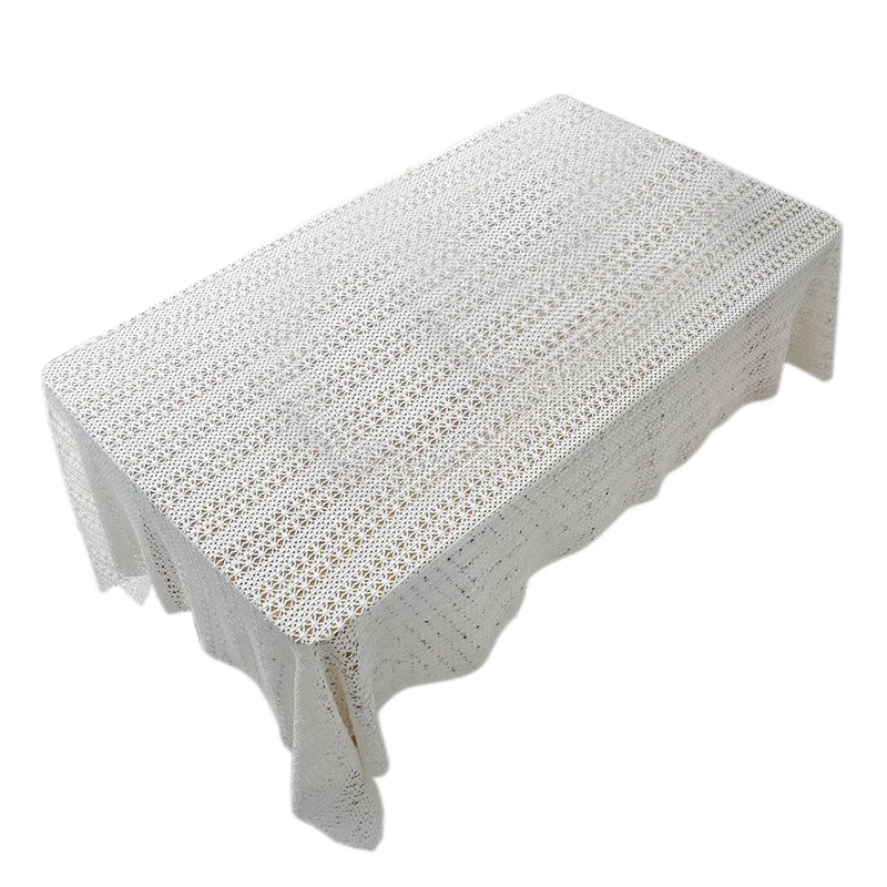 

CNIM Hot White Table Clothes For Wedding Rectangle Crochet Tables Cover Handmade Hollow Weaving Tablecloth Home Living Room De