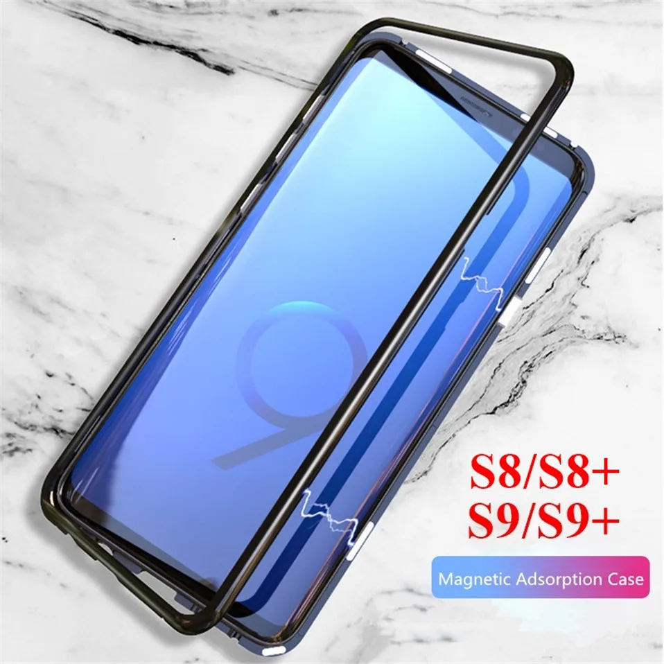 

S10 Plus Case Magnetic Adsorption Phone Case for Samsung Galaxy S8 S9 S10 Plus S10e Note 9 8 Magnet Tempered Glass Back Cover