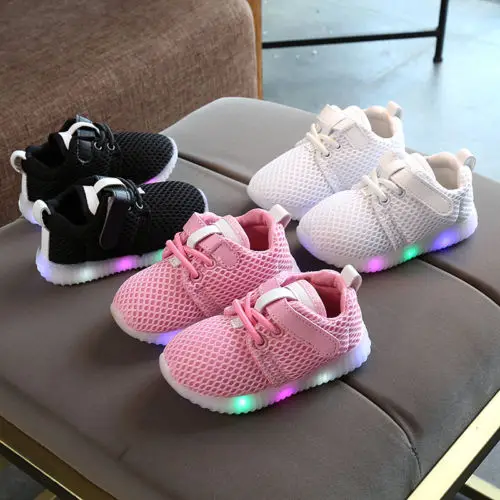 Детские светодиодные туфли для маленьких мальчиков и девочек Люминесцентная спортивная обувь кроссовки спортивные