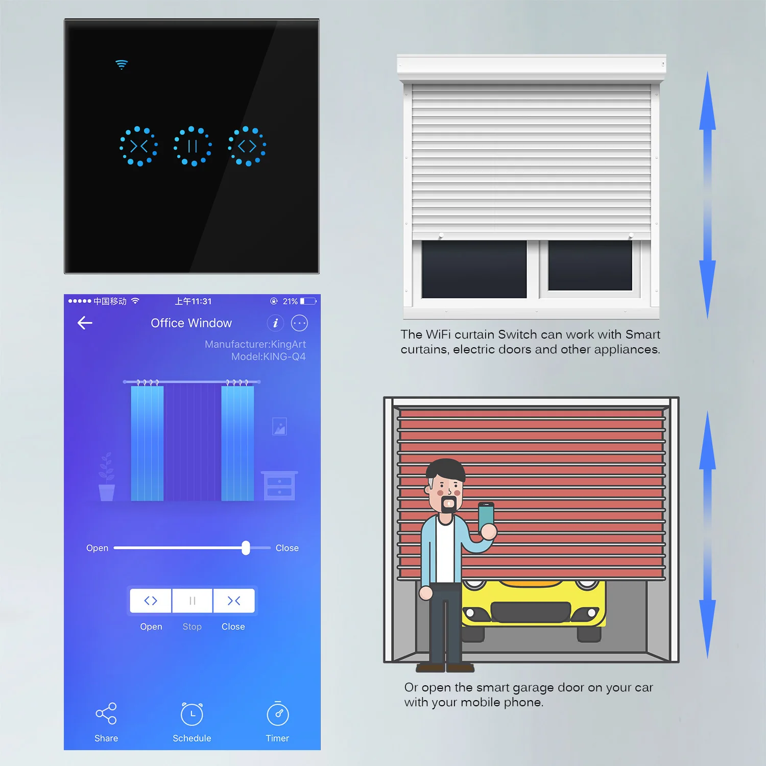 ЕС/Великобритания/США приложение eWeLink Wifi Smart Touch занавес переключатель голосового управления Alexa и Google телефон управление для занавеска с электроприводом