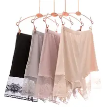 Женские летние однотонные шорты размера плюс, эластичные кружевные шорты, хлопковые удобные дышащие трусы