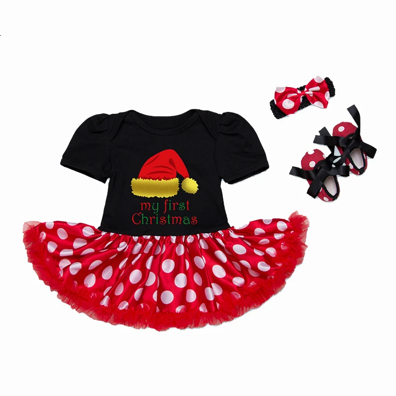 Baby for Newborn Christmas Costumes Girl Dress Short Sleeve Cotton Kids Clothes for Party 3pcs Tutu Dress Baby Christmas Clothes