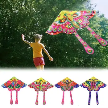

90x50cm Funny Bright Cloth Colorful Butterfly Kite Outdoor Foldable Kids Kites Outdoor Games Flying Toys for Kids Summer Sports