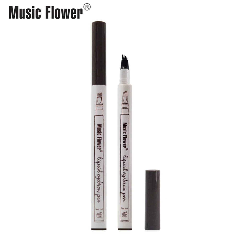 

Music Flower 3 Colors Eyebrow Tattoo Pen Waterproof Fork Tip Eyebrow Pencil Microblading Long Lasting Makeup Pen 4 Head TSLM2