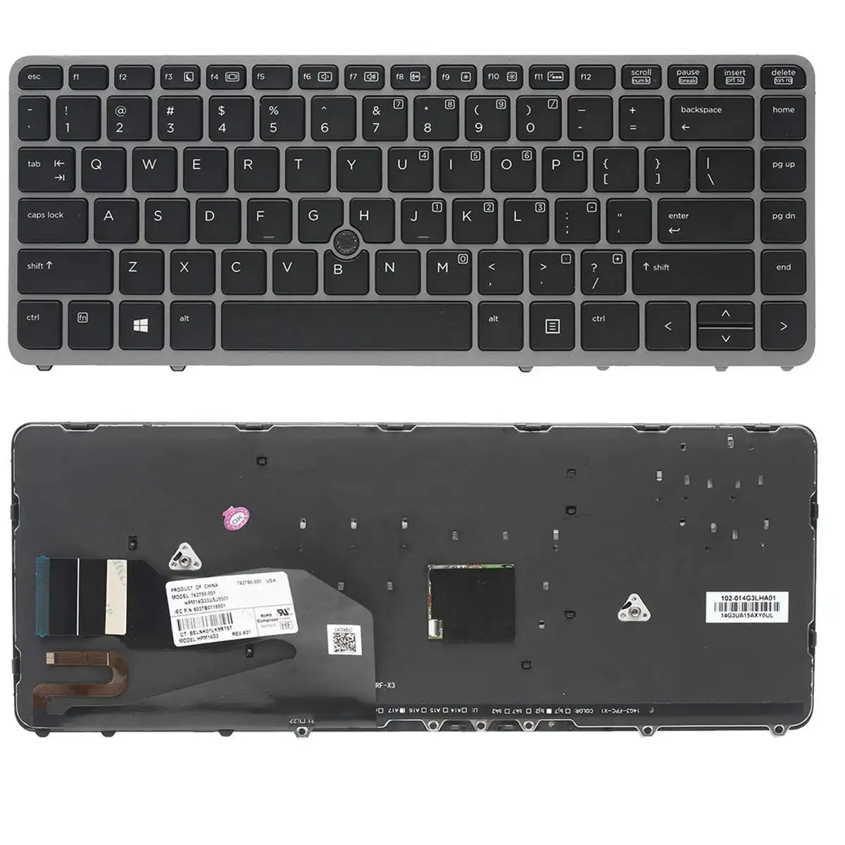 

for HP EliteBook 840 G1 G2 850 G1 G2 series US English Laptop Keyboard backlit