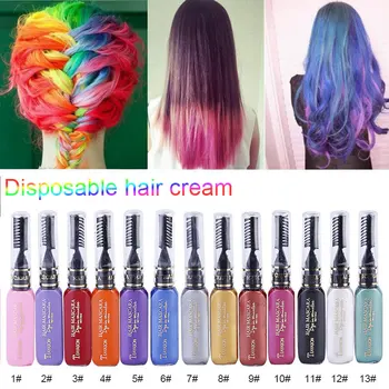 

13 Colors 15ml Fashion Hair Color Cream Temporary Hair Dye Mascara Cream Comb Non-toxic DIY Hair Dye Pen Hair Care Tool