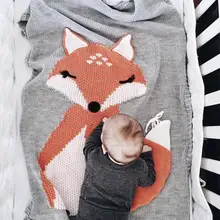 Детское одеяло с изображением лисы; милое портативное шерстяное одеяло; детское вязаное одеяло; Кондиционер; пеленание; спальный коврик для игры в ползание