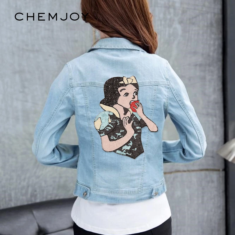 

Large Sequins Patch for Clothing Cartoon Princess Girl Patches Sewing Applique Jacket Patch DIY Apparel Garment Accessories