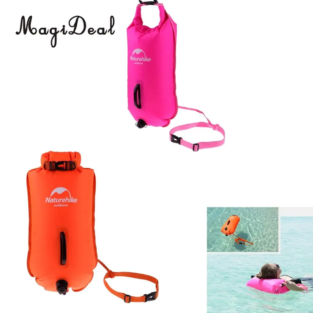

Waterproof Floating Swim Buoy Dry Bag Inflated Device & Waist Belt for Open Water Sea Swimming, Kayaking, Snorkeling, Diving