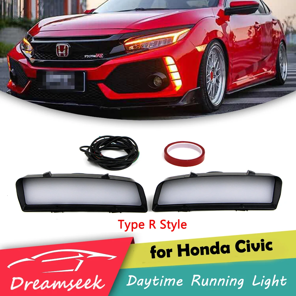 

LED DRL for Honda Civic Type R 2016 2017 2018 Daytime Running Light With Turn Signal Lamp
