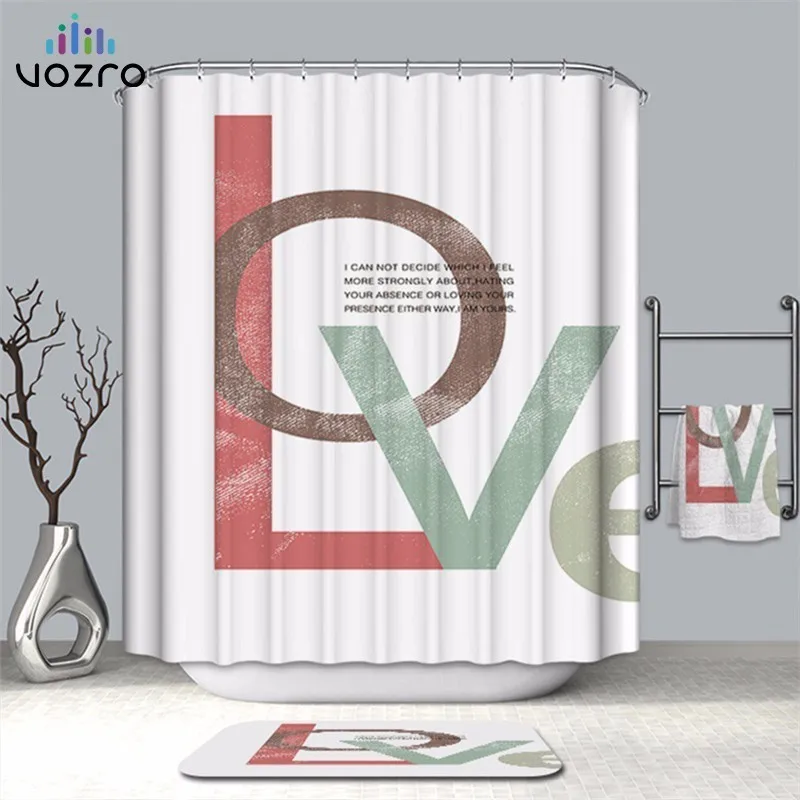 

VOZRO Bathroom Shower Curtain Quality Natural Waterproof Polyester 2 M Cloth 3D Totem Simple Douchegordijn Bape Splatoon Cortina