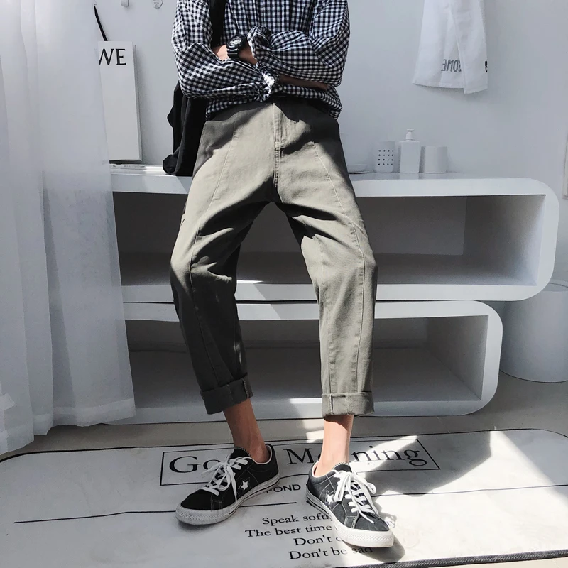 Men's Trousers 2019 Summer New Solid Color Contrast Trousers Casual Pants Straight Nine Points Pants Youth Casual Men's Clothing Men's Trousers 2019 Summer New Solid Color Contrast Trousers Casual Pants Straight Nine Points Pants Youth Casual Men's Clothing