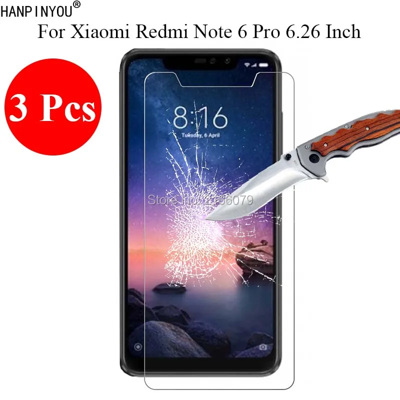 3 Pcs/Lot New 9H 2.5D Tempered Glass Screen Protector For Xiaomi Redmi Note 6 Note6 Pro 6pro 6.26&quot Protective Film + Clean Tools |