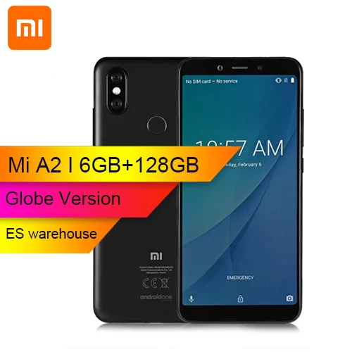 Глобальная версия Xiaomi Mi A2 5,99 Full Экран Дисплей 6 ГБ Оперативная память 128 GB Встроенная память Snapdragon 660 Octa core Dual 20MP Камера смартфон