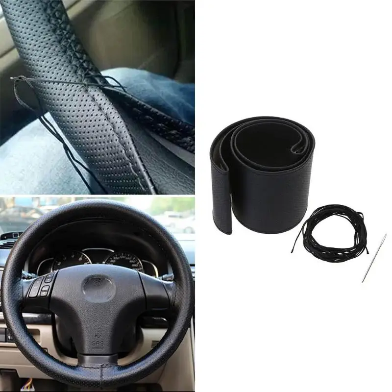 Автомобильный чехол рулевого колеса автомобиля DIY с иглами и нитью из