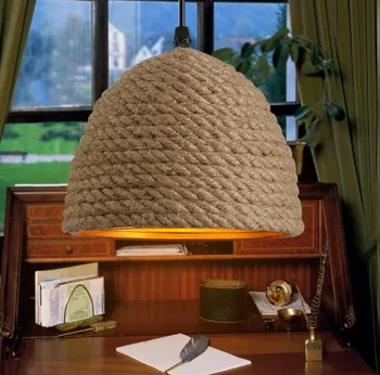 

American Loft Style Hemp Rope Lid Droplight Pendant Light Fixtures Suspension for Dining Room Bar Hanging Lamp Indoor Lighting