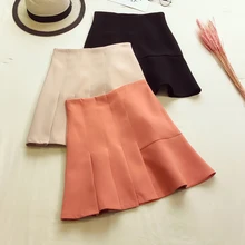 Женская юбка фасона "Русалка" оборки выше колена мини длина сплошной империя талии Мода Повседневная