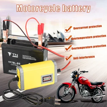 

Car Motorcycle Battery Charger 12V 2A Full Automatic Smart Power Charger Maintainer 3 Stages Lead Acid AGM GEL VRLA LED Display
